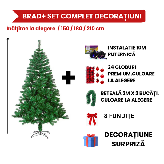 Brad artificial complet împodobit 🎄