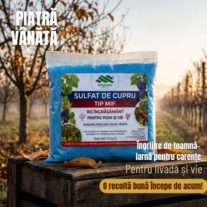 1+1 GRATIS Piatră Vânătă 250 gr + 250 gr. -  MIF îngrijire de toamnă-iarnă pentru POMI și VIE